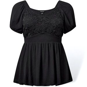 Torrid Black Lace Yoke Peplum Top